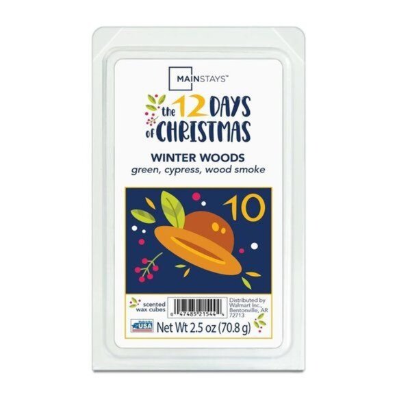 Mainstays 10th Day The 12 Days Of Christmas Scented Wax Cubes Winter Woods NEW - Picture 1 of 3